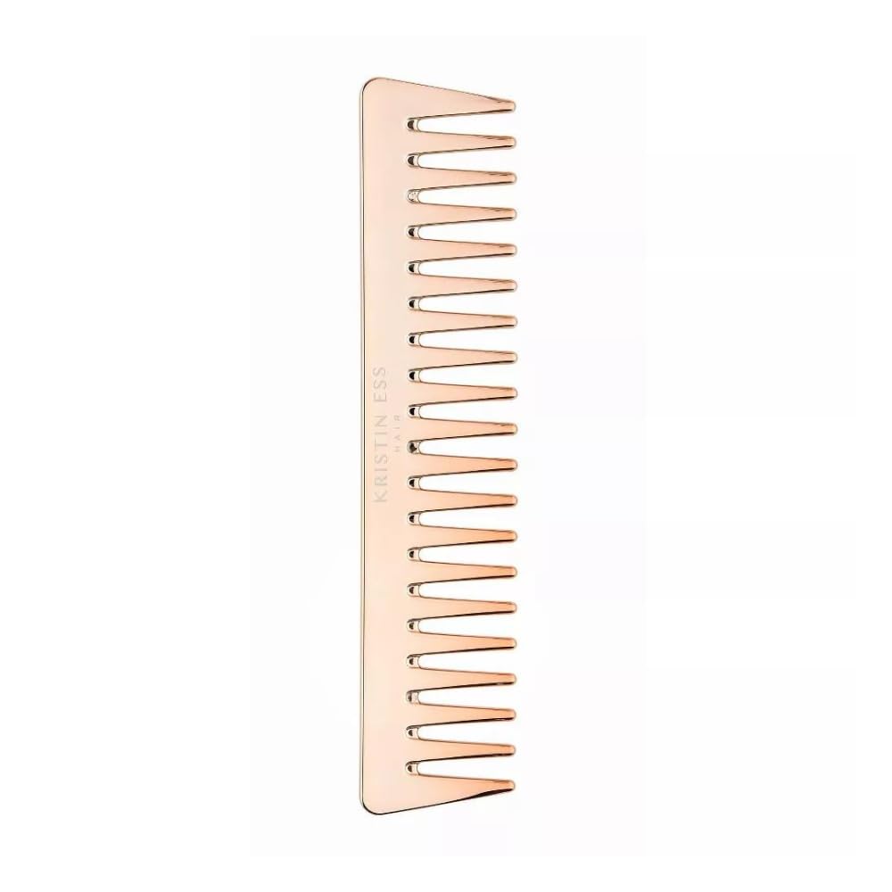 Kristin Ess Rose Gold Wide Tooth Detangling Hair Comb - Gently Detangles Hair + Scalp Stimulating (Pack of 1)