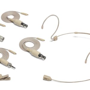 Samson DE60X Unidirectional Headset Microphone with Miniature Condenser Capsule and Four Adaptor Cables Compatible with Popular Wireless Systems,Beige