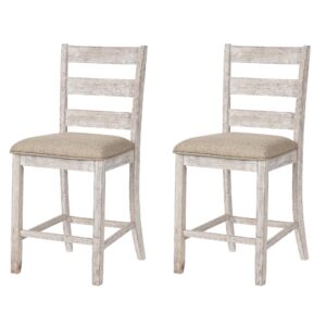 signature design by ashley skempton 24" counter height upholstered barstool, set of 2, antique white