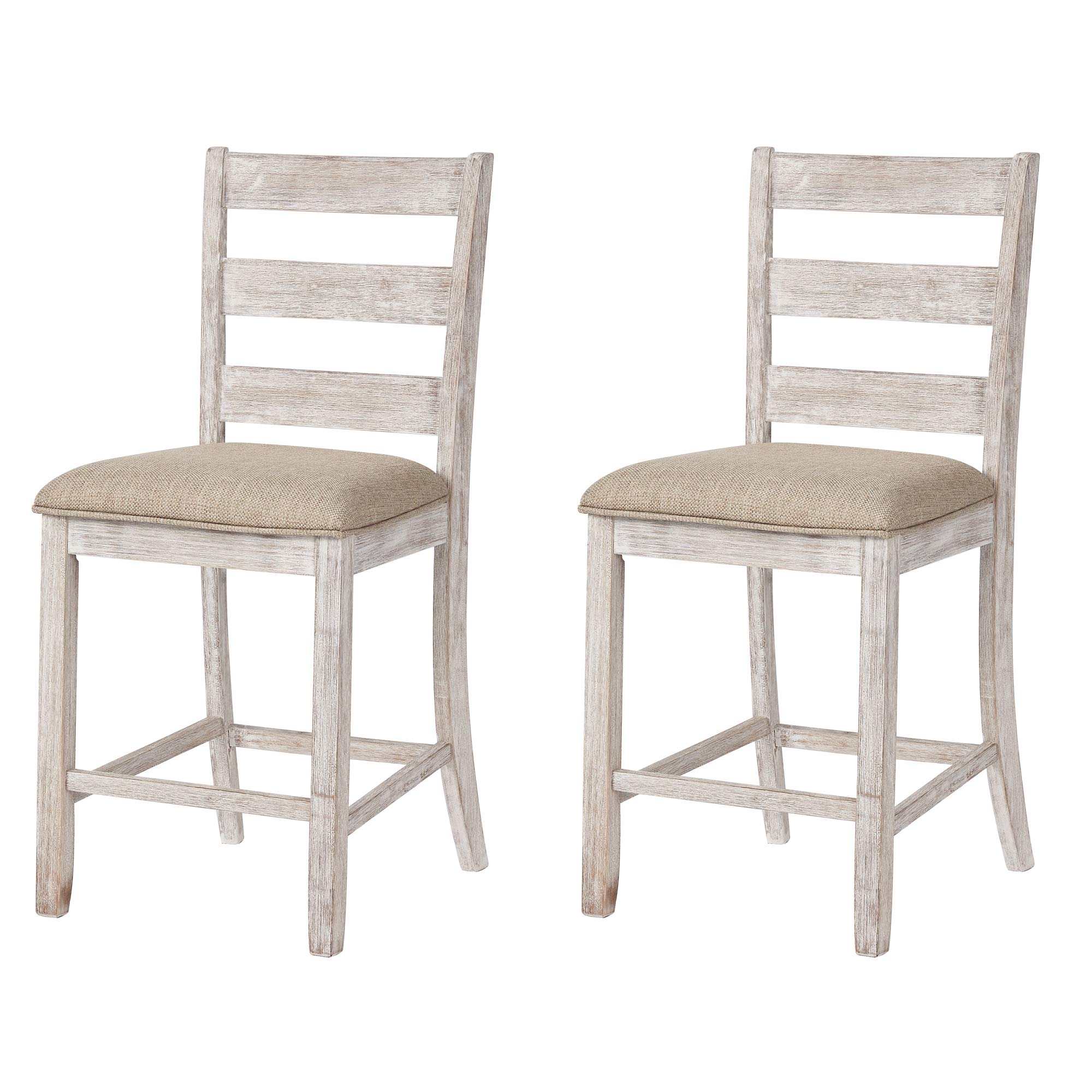 Signature Design by Ashley Skempton 24" Counter Height Upholstered Barstool, Set of 2, Antique White