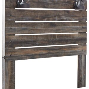 Signature Design by Ashley Drystan Rustic Panel Headboard ONLY with USB Charging Stations, Queen, Brown