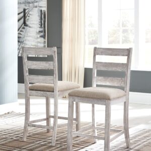 Signature Design by Ashley Skempton 24" Counter Height Upholstered Barstool, Set of 2, Antique White