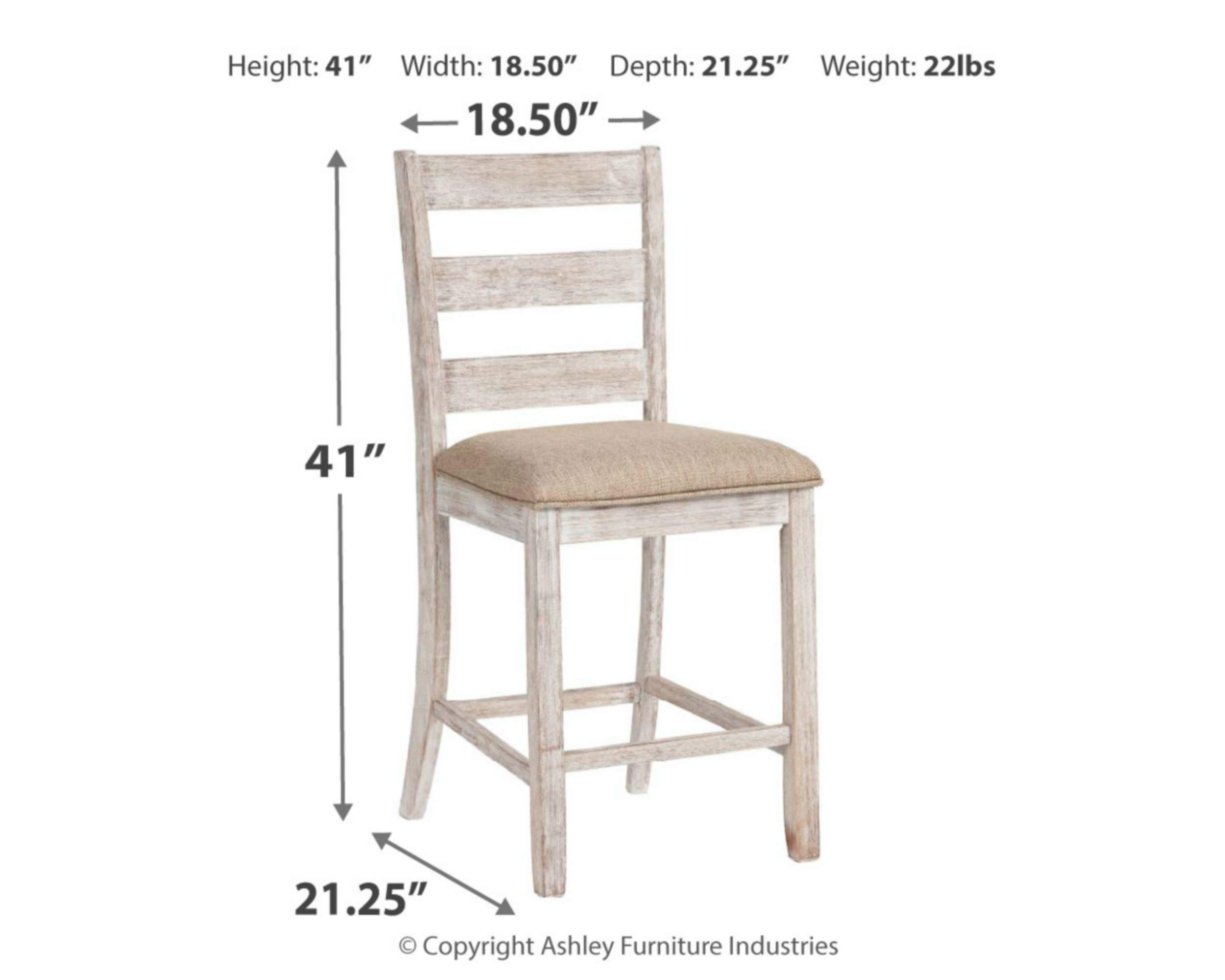 Signature Design by Ashley Skempton 24" Counter Height Upholstered Barstool, Set of 2, Antique White