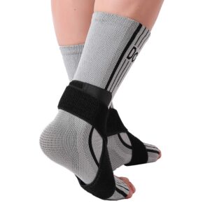 Doc Miller Ankle Brace for Women and Men, 1 Pair Ankle Compression Sleeve with Adjustable Elastic Support Straps for Plantar Fasciitis Relief Sprained Foot and Achilles Tendonitis