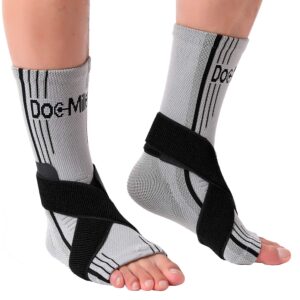 Doc Miller Ankle Brace for Women and Men, 1 Pair Ankle Compression Sleeve with Adjustable Elastic Support Straps for Plantar Fasciitis Relief Sprained Foot and Achilles Tendonitis