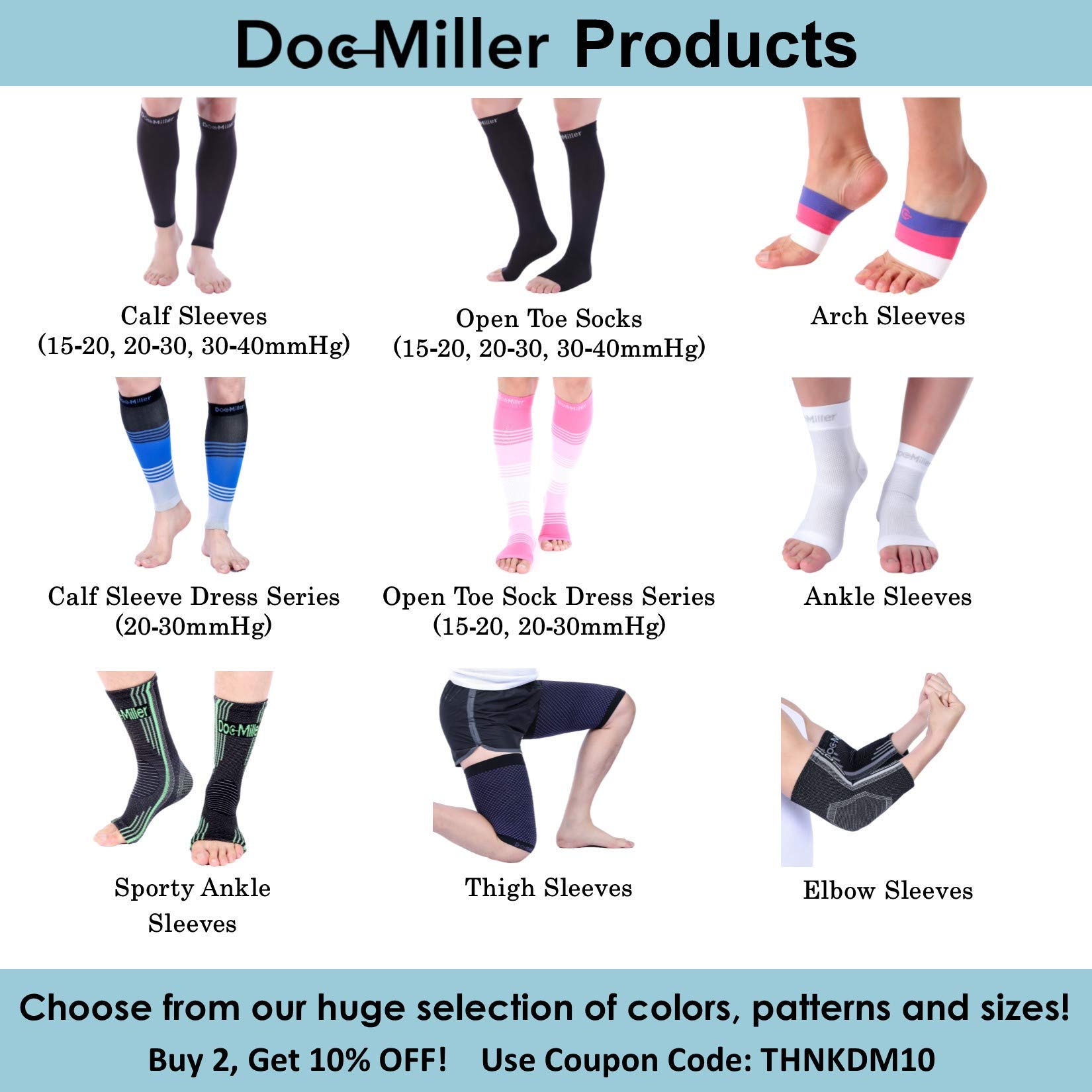 Doc Miller Ankle Brace for Women and Men, 1 Pair Ankle Compression Sleeve with Adjustable Elastic Support Straps for Plantar Fasciitis Relief Sprained Foot and Achilles Tendonitis