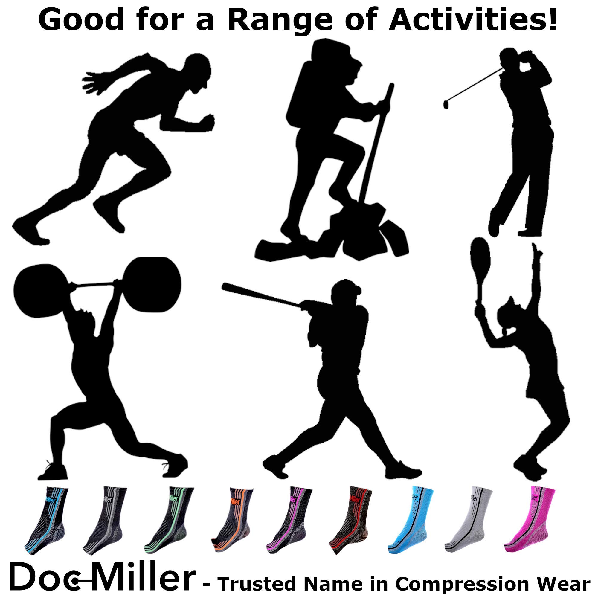 Doc Miller Ankle Brace for Women and Men, 1 Pair Ankle Compression Sleeve with Adjustable Elastic Support Straps for Plantar Fasciitis Relief Sprained Foot and Achilles Tendonitis
