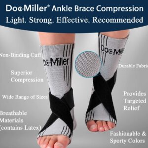 Doc Miller Ankle Brace for Women and Men, 1 Pair Ankle Compression Sleeve with Adjustable Elastic Support Straps for Plantar Fasciitis Relief Sprained Foot and Achilles Tendonitis