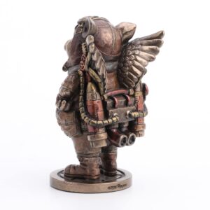 Veronese Design 5 1/4" Steampunk Aviator Flying Pig Resin Figurine Bronze Finish