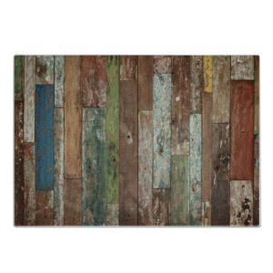 ambesonne rustic cutting board grunge style planks print weathered old look vintage illustration architecture theme art decorative tempered glass for cutting and serving board large size, brown pastel