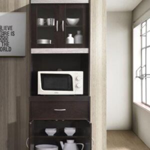 Hodedah HIK96 Choco Kitchen Cabinet, Chocolate Grey