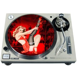 Slipmat Slip Mat Scratch Pad Felt for any 12" LP DJ Vinyl Turntable Record Player Custom Graphical - Pin Up Girl All Red