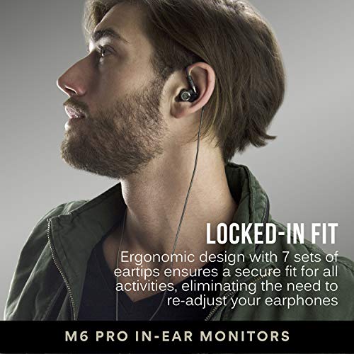 MEE audio M6 PRO Musicians’ In-Ear Monitors Wired + Wireless Combo Pack: includes stereo audio cable and Bluetooth audio adapter (Black) (CMB-M6PROBT-BK)