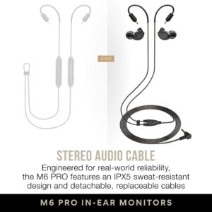 MEE audio M6 PRO Musicians’ In-Ear Monitors Wired + Wireless Combo Pack: includes stereo audio cable and Bluetooth audio adapter (Black) (CMB-M6PROBT-BK)