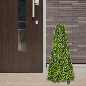 ecoopts 1 piece artificial boxwood trees uv resistant decorative buxus tower, topiary fake tree plant decoration for home garden indoor outdoor