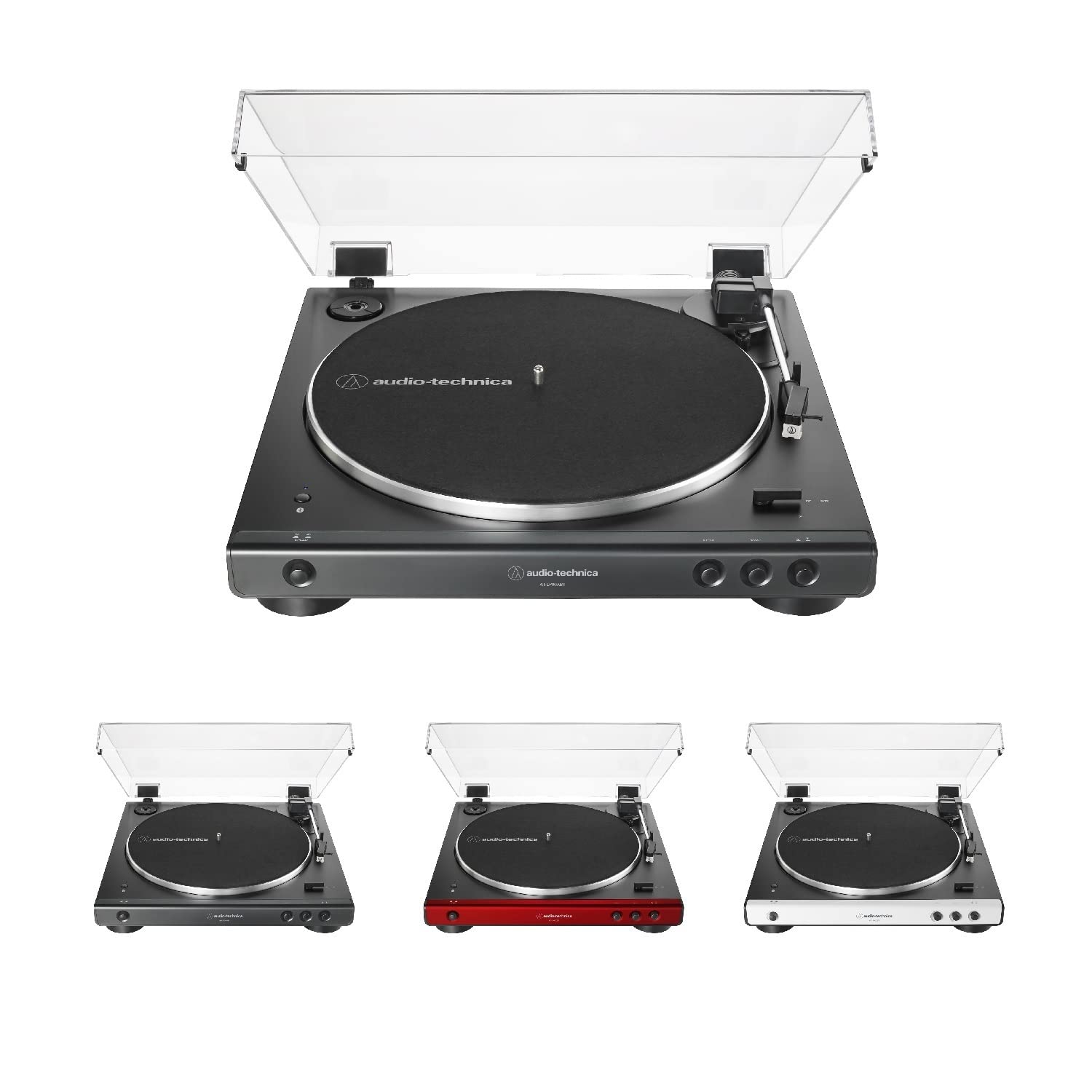 Audio-Technica AT-LP60XBT-RD Fully Automatic Belt-Drive Stereo Turntable, Red/Black, Bluetooth, Hi-Fi, 2 Speed