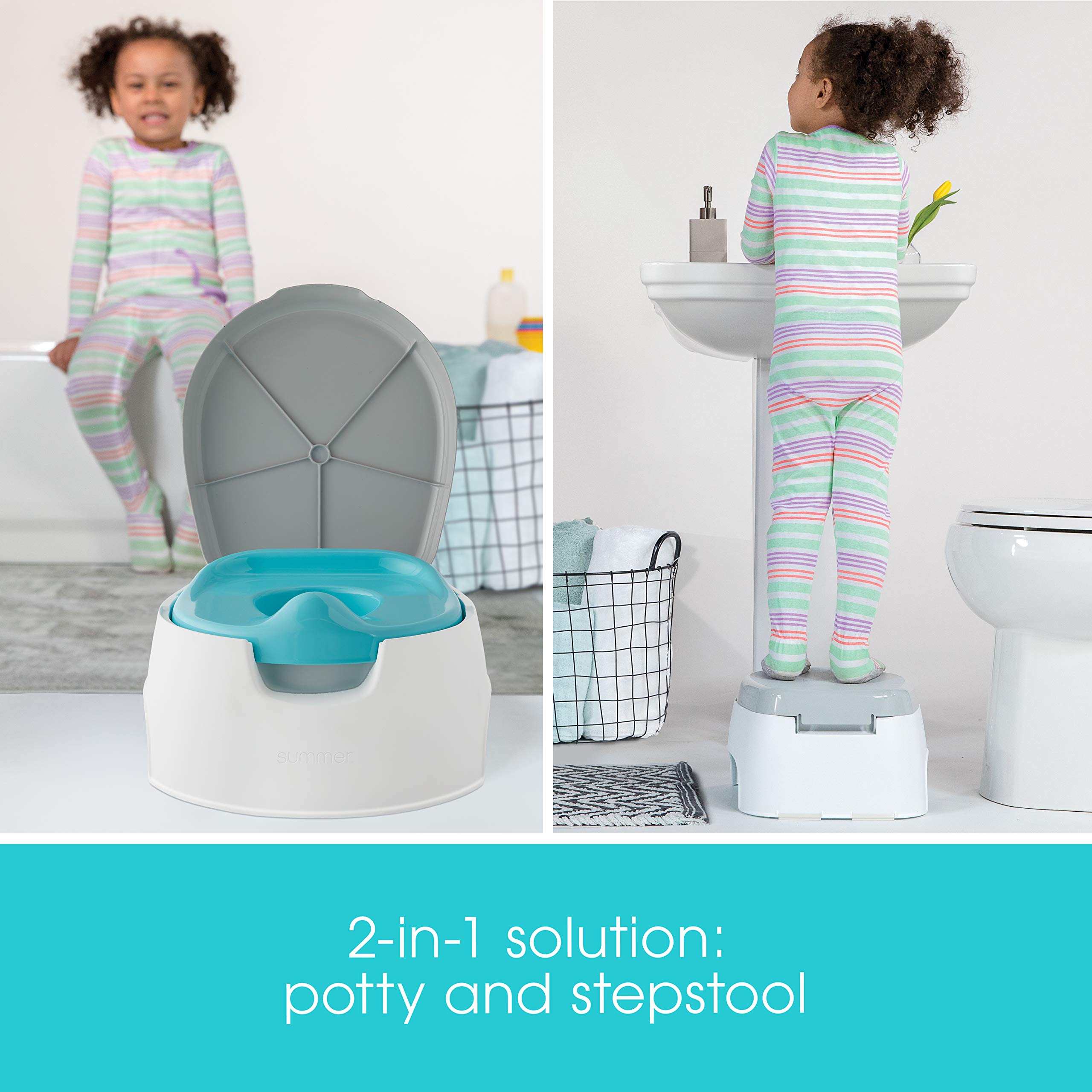 Summer Infant Step Up Seat and Stepstool for Potty Training and Beyond, Easy to Empty and Clean, Space Saving 2-in-1 Solution