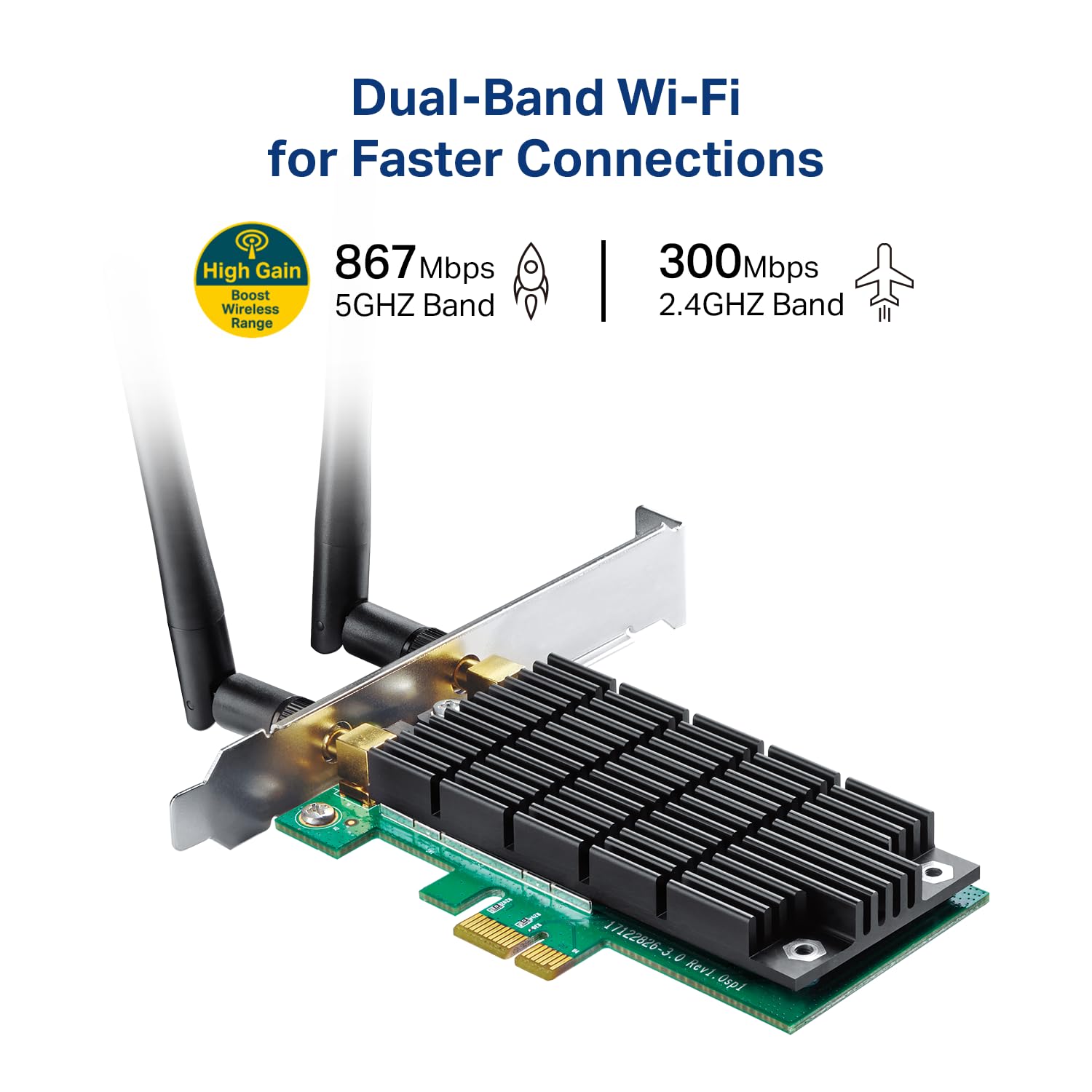 TP-Link AC1200 PCIe WiFi Card(Archer T4E)- 2.4G/5G Dual Band Wireless PCI Express Adapter, Low Profile, Long Range Beamforming, Heat Sink Technology, Supports Windows 11/10/8.1/8/7/XP