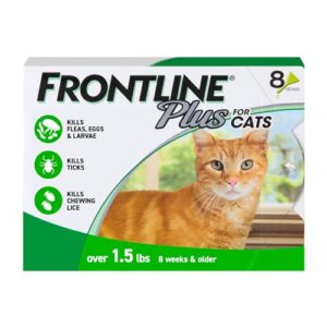 frontline plus flea and tick treatment for cats over 1.5 lbs., 8 treatments