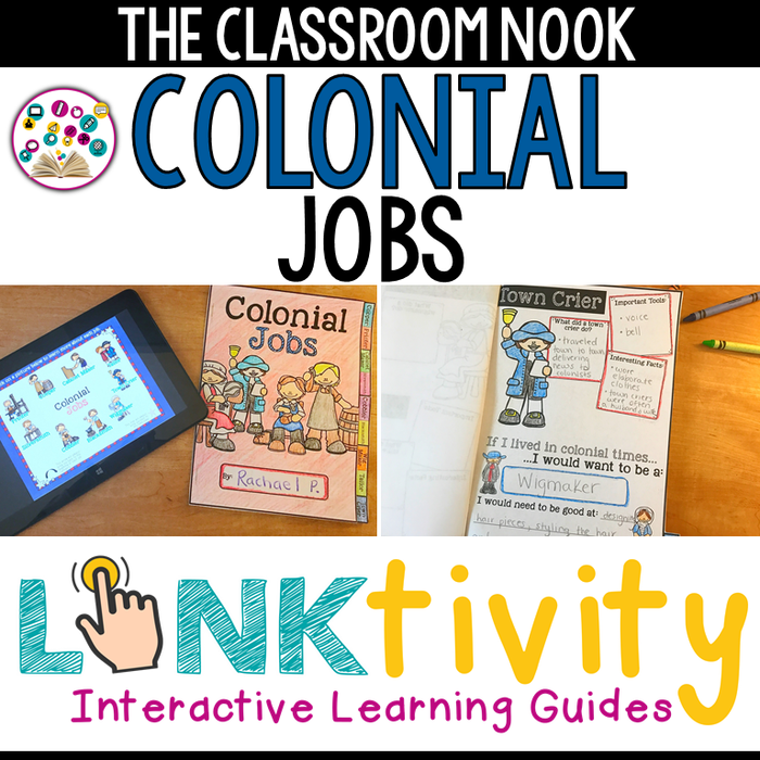 Colonial Jobs LINKtivity Digital Interactive Learning Guide + Flipbook {Google Classroom Compatible}