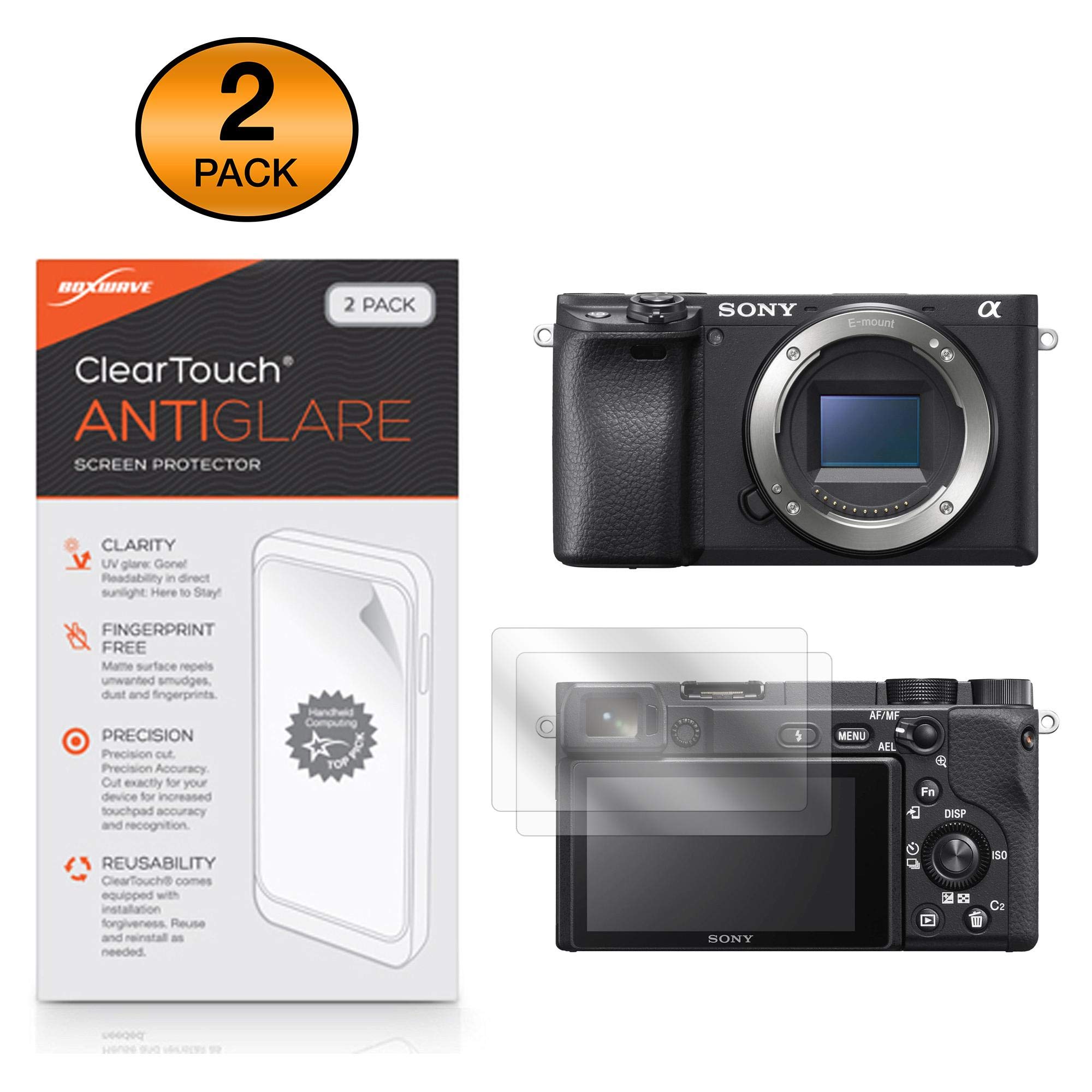 BoxWave Screen Protector Compatible With Sony Alpha a6400 (Screen Protector ClearTouch Anti-Glare (2-Pack), Anti-Fingerprint Matte Film Skin for Sony Alpha a6400