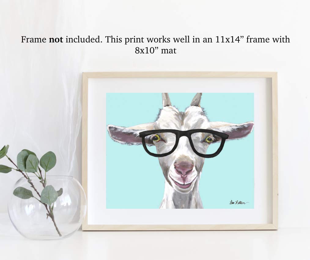 Goat Art Print - Goat Decor - Goat with Glasses Art - Gifts for Goat Lovers - Cute Goat Print - Goat Gifts - Goat Wall Art - Goat Art from Lee Keller, Hippie Hound Studios