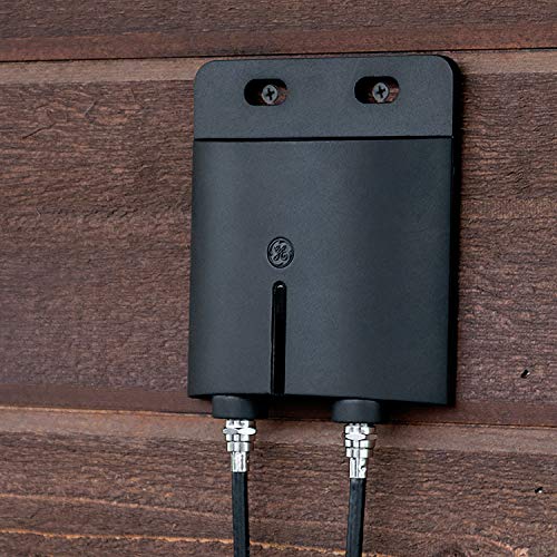 GE Pro Outdoor Antenna Amplifier, Low Noise Antenna Signal Booster, Clears Up Pixelated Low-Strength Channels, Supports HD Smart TV VHF UHF – 42179