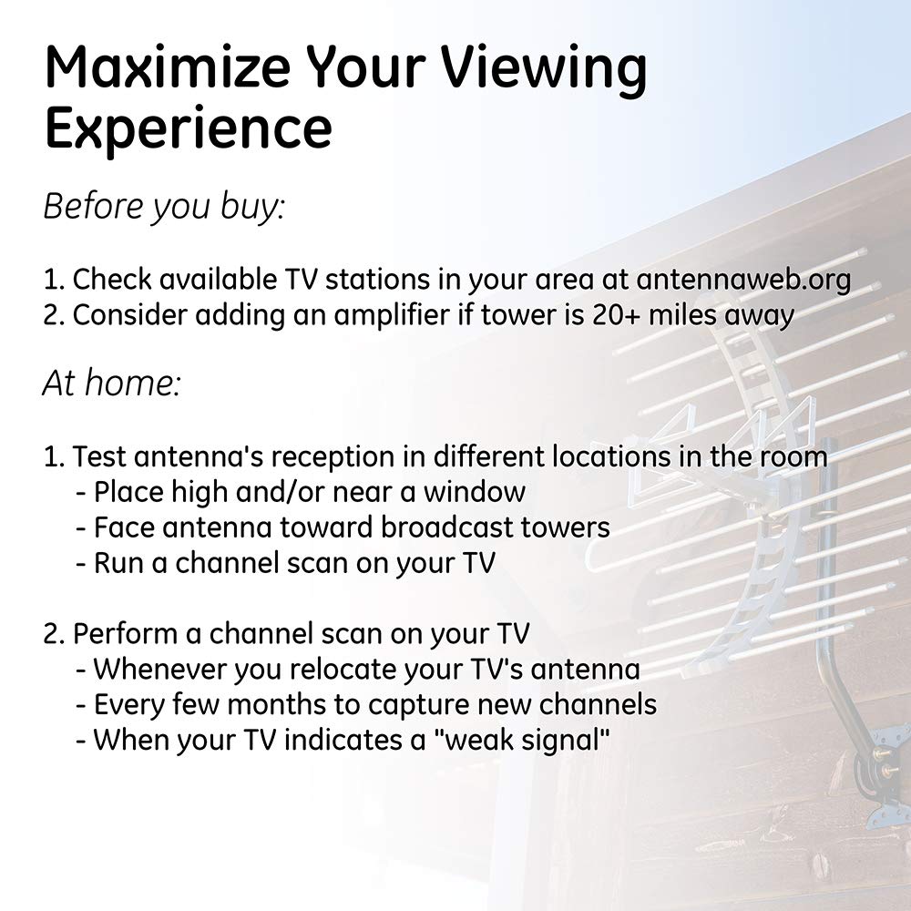 GE Pro Outdoor Antenna Amplifier, Low Noise Antenna Signal Booster, Clears Up Pixelated Low-Strength Channels, Supports HD Smart TV VHF UHF – 42179