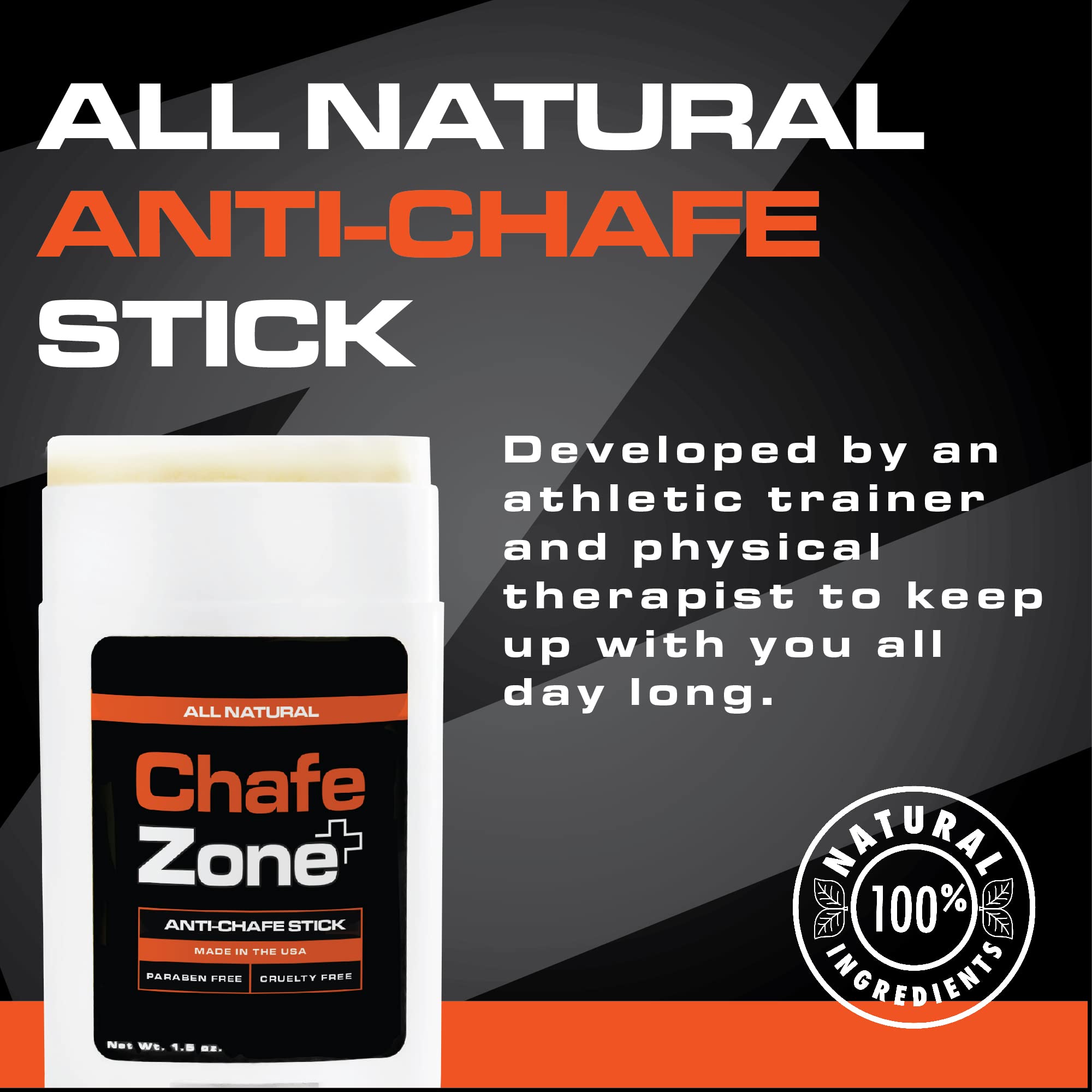 Chafezone 2 Pack Chub Rub Stick - 100% Natural Anti Chafing Stick - Friction Defense Stick - Anti Chafe Stick Reduces Rubbing and Irritation - 1.5 Ounce