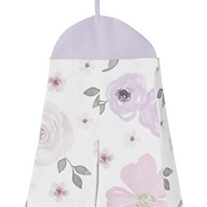 Sweet Jojo Designs Lavender Purple, Pink, Grey and White Shabby Chic Watercolor Floral Baby Girl Nursery Crib Bedding Set - 4 Pieces - Rose Flower Polka Dot