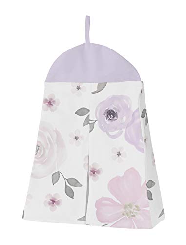 Sweet Jojo Designs Lavender Purple, Pink, Grey and White Shabby Chic Watercolor Floral Baby Girl Nursery Crib Bedding Set - 4 Pieces - Rose Flower Polka Dot