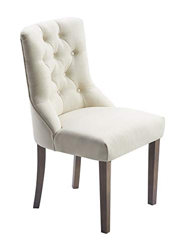 Finch Elmhurst Modern Button-Tufted Dining Chair, Elegant High Back Upholstered Fabric Accent, Set of Two, Cream