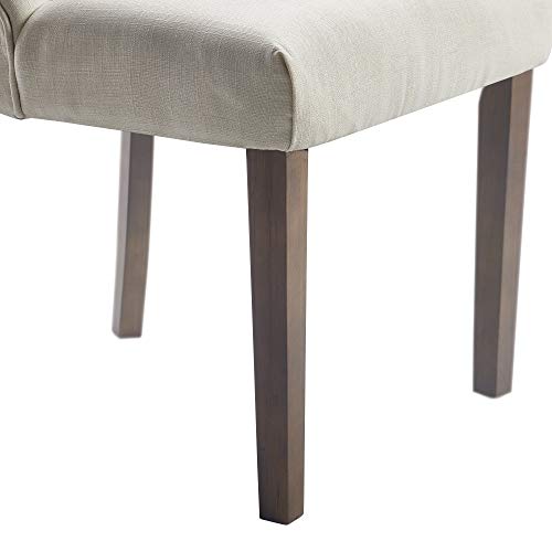 Finch Elmhurst Modern Button-Tufted Dining Chair, Elegant High Back Upholstered Fabric Accent, Set of Two, Cream