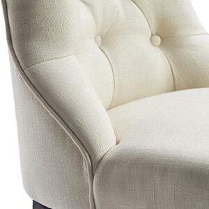 Finch Elmhurst Modern Button-Tufted Dining Chair, Elegant High Back Upholstered Fabric Accent, Set of Two, Cream