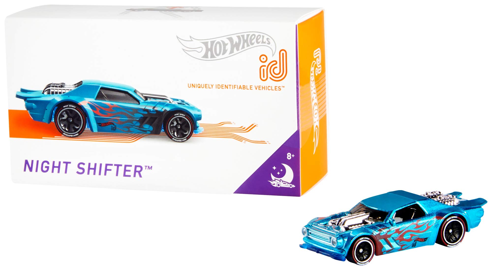 Hot Wheels id Vehicle Night Shifter with Embedded NFC Chip, Uniquely Identifiable, 1:64 Scale, for Kids Ages 8 Years and Older