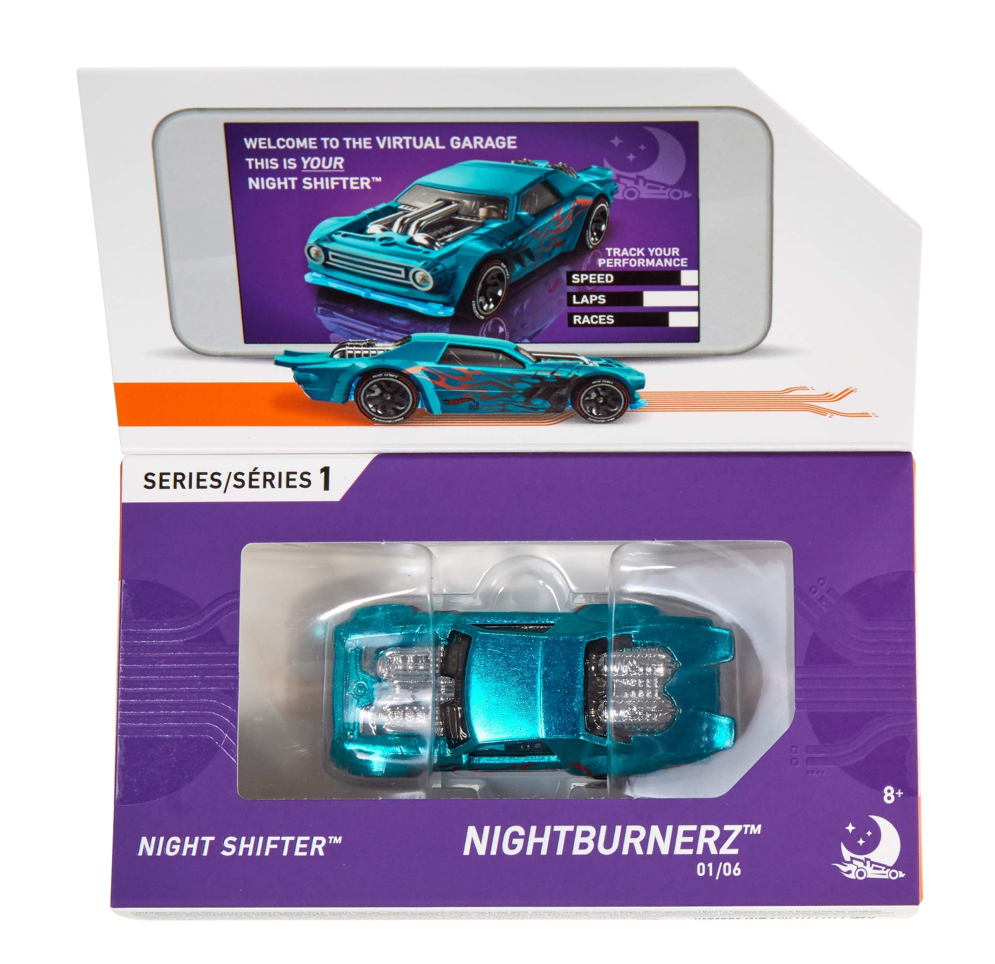 Hot Wheels id Vehicle Night Shifter with Embedded NFC Chip, Uniquely Identifiable, 1:64 Scale, for Kids Ages 8 Years and Older