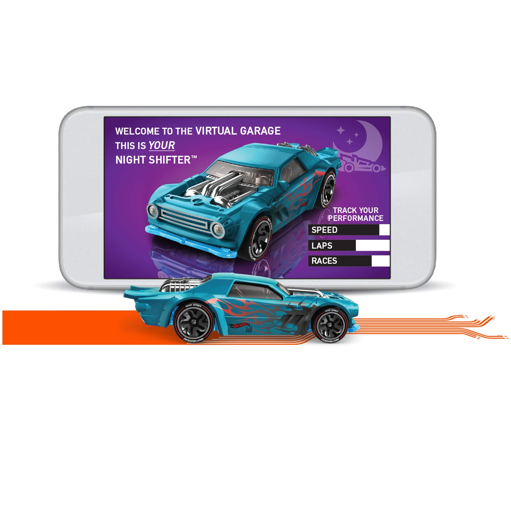 Hot Wheels id Vehicle Night Shifter with Embedded NFC Chip, Uniquely Identifiable, 1:64 Scale, for Kids Ages 8 Years and Older