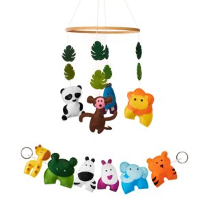 jungle animals crib mobile and nursery decor set