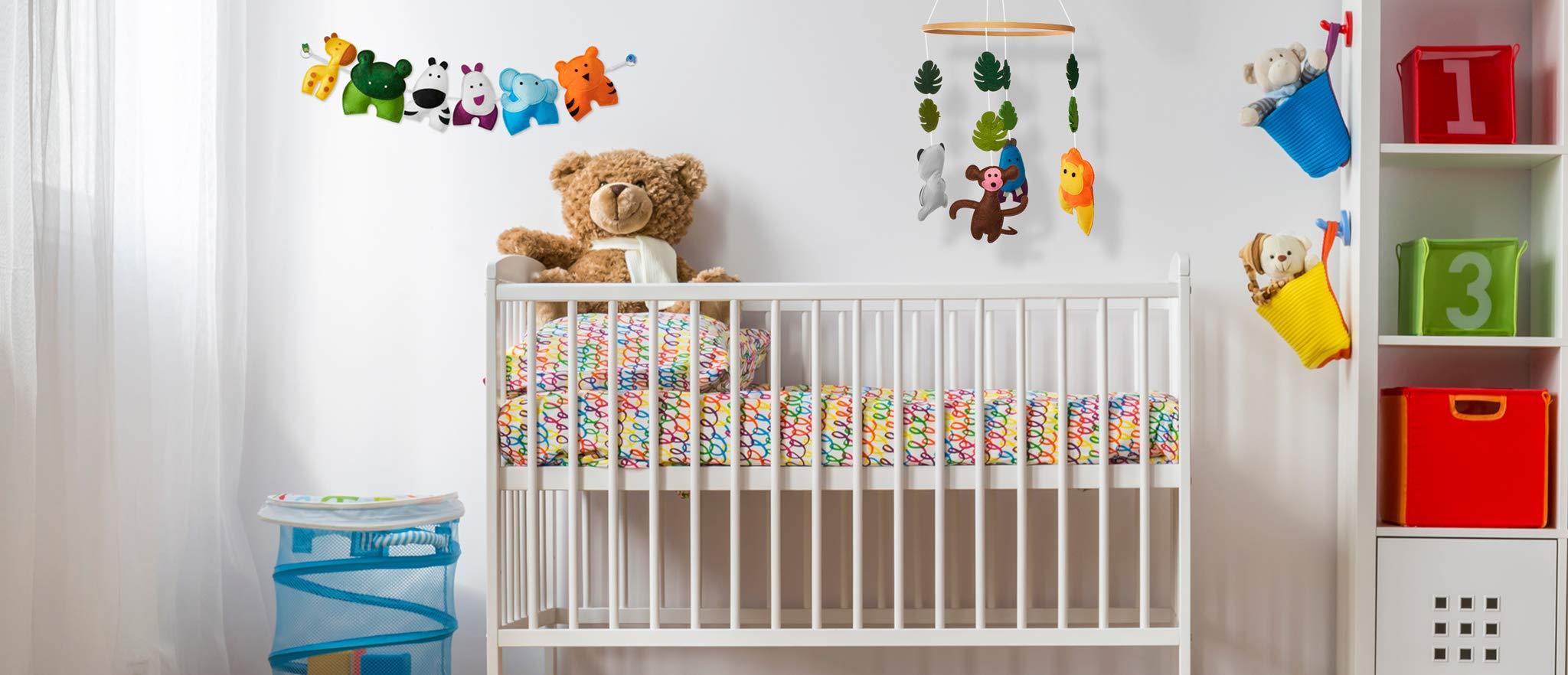 Jungle Animals Crib Mobile and Nursery Decor Set