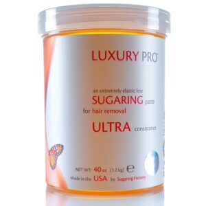 sugaring paste luxury pro organic hair removal - medium paste for all body parts 40 oz / 2.5 lbs - sugar wax hair remover - professional skills required