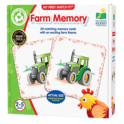 The Learning Journey My First Memory Game - Farm Memory - 20 Card Matching Memory Game - Educational Toddler Gifts for Boys & Girls Ages 2 and Up - Award Winning Learning Toy, Multi