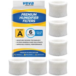 veva 6 pack premium humidifier filters replacement for honeywell filter a, hac-504, hac-504aw, hcm 350 and other cool mist models