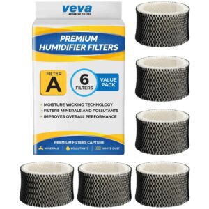 veva 6 pack premium humidifier filters replacement for holmes filter a, hwf62, hwf62s, and other sunbeam cool mist humidifiers