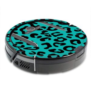mightyskins skin compatible with shark ion robot r85 vacuum minimum coverage - teal leopard | protective, durable, and unique vinyl wrap cover | easy to apply, remove | made in the usa