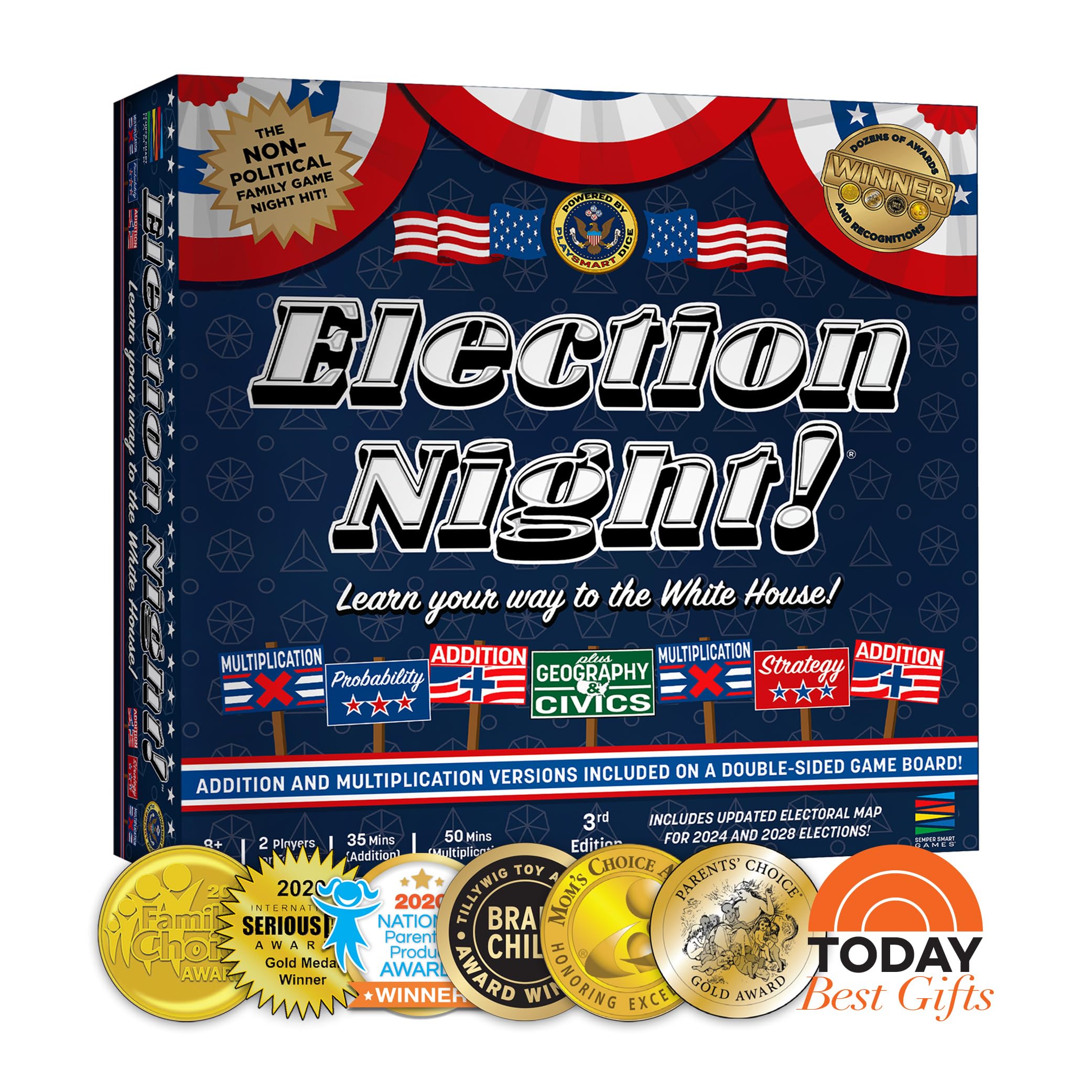 Election Night! A Super Fun Way to Learn Essential Math, Geography and Civics While Strategizing Your Way to The White House. Updated Electoral College Game Board for 2024!