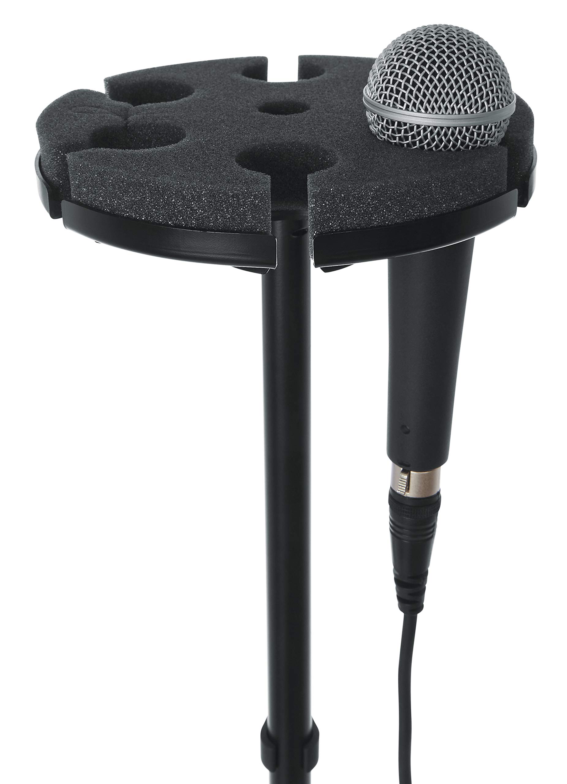 Gator Frameworks Mic Stand Adapter to Hold up to 6 Microphones; Fits Both Wired and Wireless (GFW-MIC-6TRAY) Black