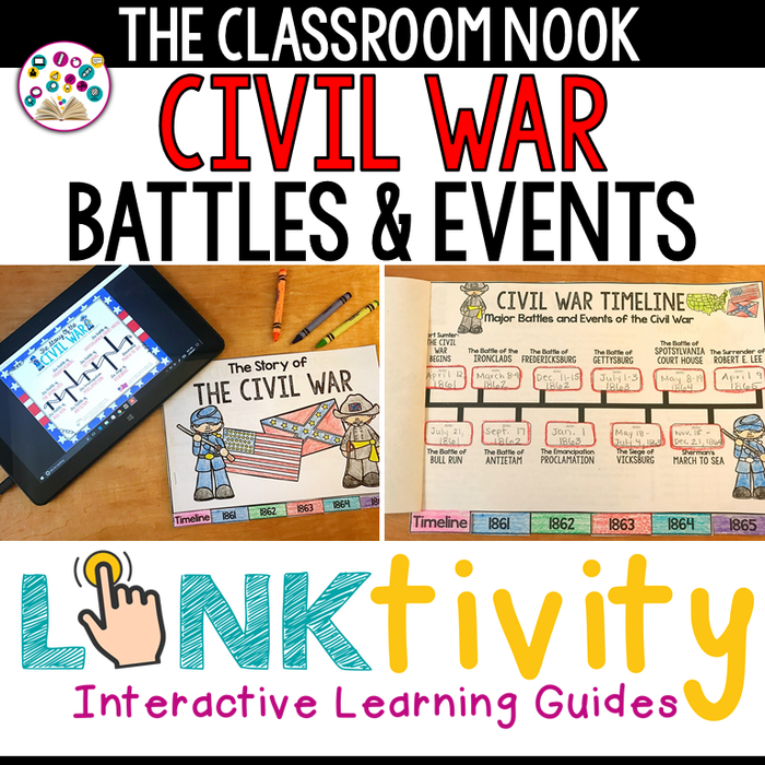 American Civil War LINKtivity Digital Interactive Learning Guide + Flipbook {Google Classroom Compatible}