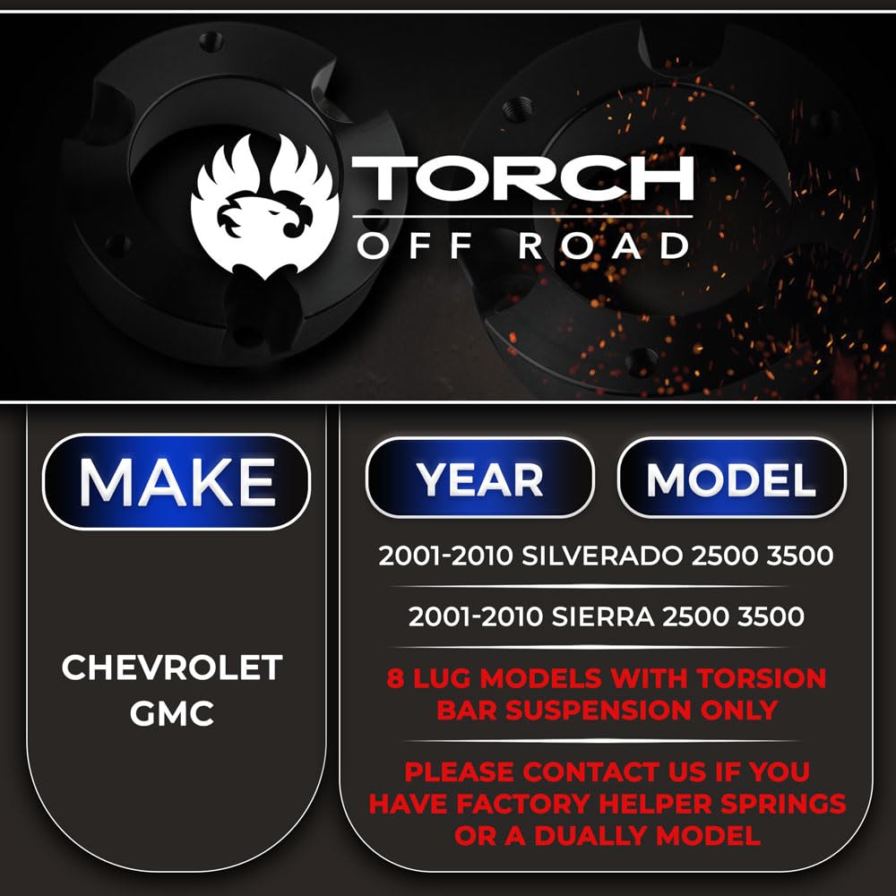 TORCH 3" Front 2" Rear Lift Leveling Kit For 2001-2010 Chevy GMC Sierra Silverado 2500HD 2500 3500