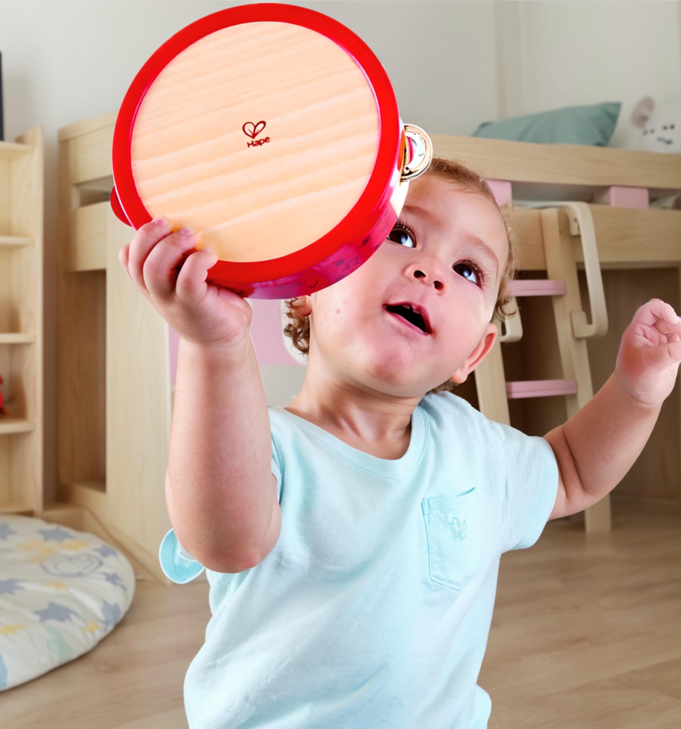 Hape Pound, Tap, & Shake! Music Set - Award Winning Wooden Pounding Bench, Baby Xylophone, and Tap Along Tambourine - Developmental, Non-Toxic, Montessori Musical Toys for Toddlers 1 - 4 Years Old