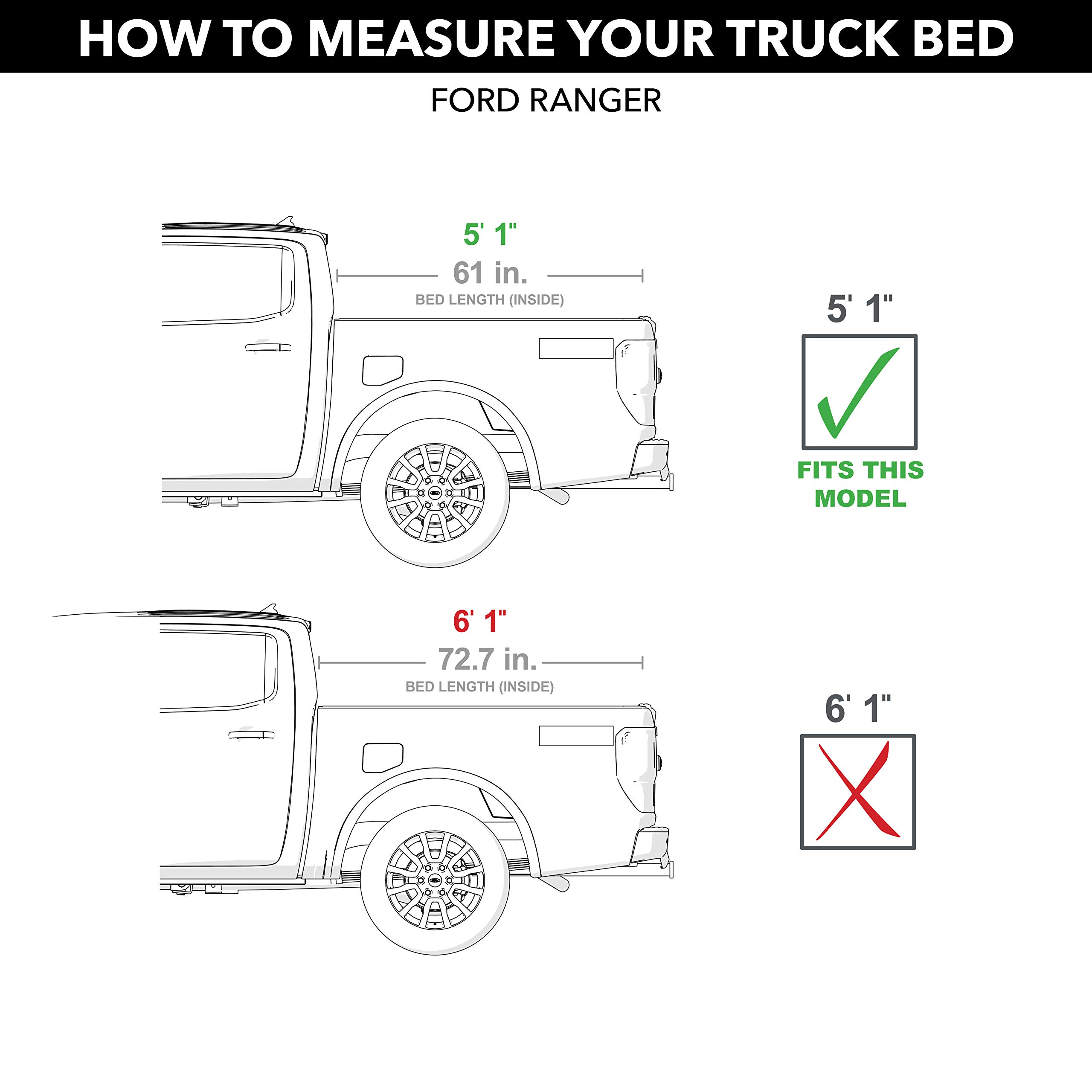 Gator ETX Soft Tri-Fold Truck Bed Tonneau Cover | 59317 | Compatible with 2019-2022 Ford Ranger 5' 1" Bed (61")